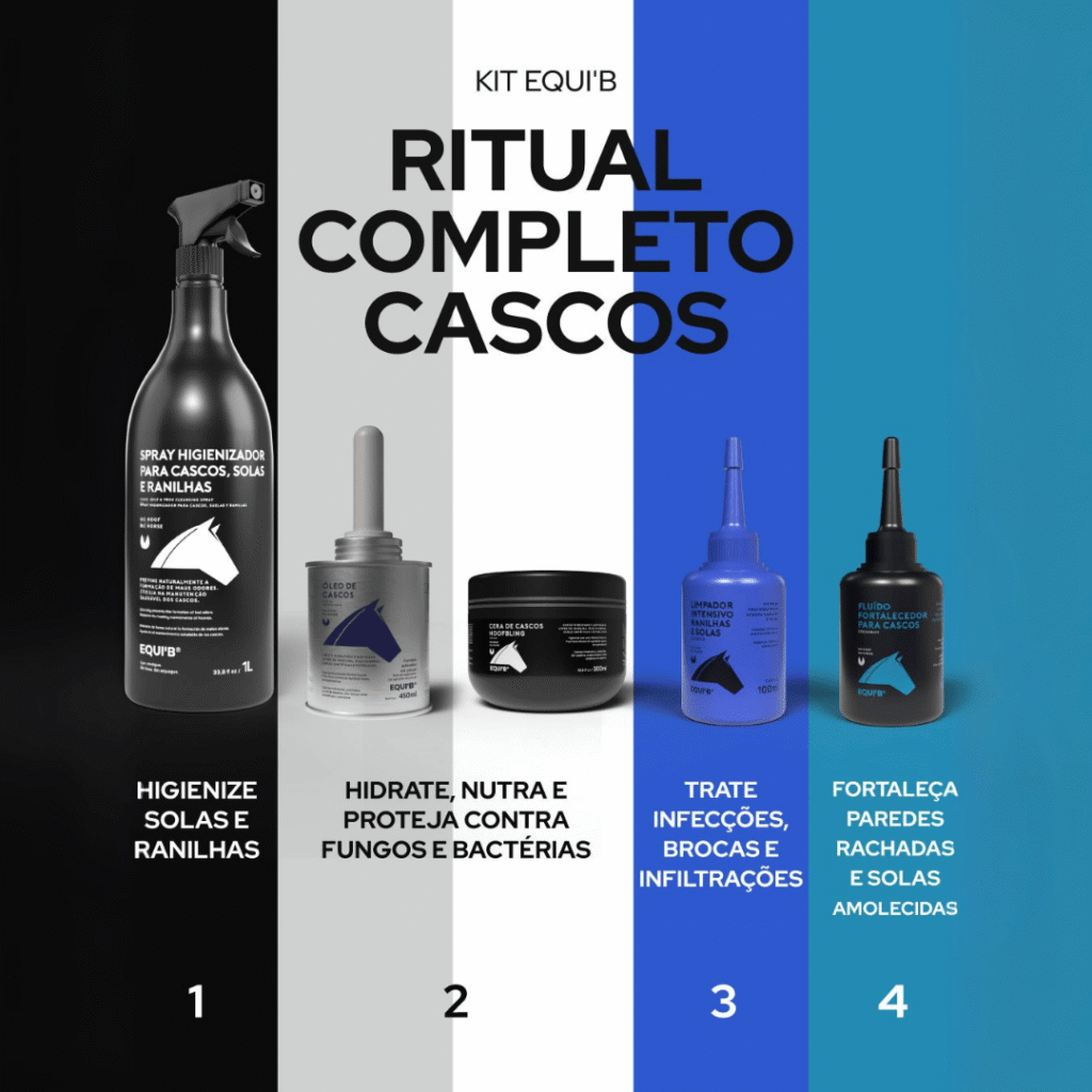 Rotina de casco do cavalo: a ordem certa de usar cada produto